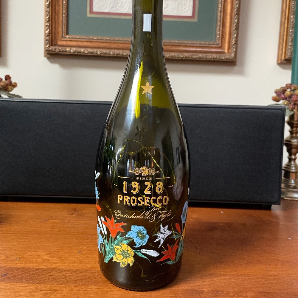 Wine bottle with cork fairy lights